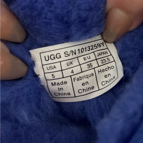 Uggs Milky Way Dark Denim Blue Sparkle Suede Fur Boots. Women's size 5. - Picture 4 of 6